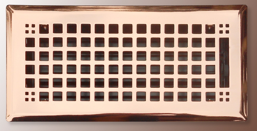 polished copper heat registers