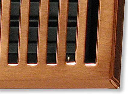 polished copper register closeup view
