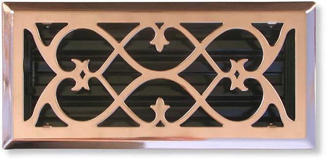 Victorian heat register in polished copper